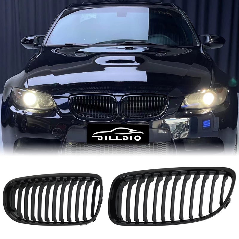 BILLDIO E90 Grille Black Kidney Single slats Grill Compatible With BMW 3 series E90 20092011 323i 328i 328xi 335d 335i 335xi Sedan LCIE91 328i 328xi Touring LCIABS Gloss Black Kidney Grill