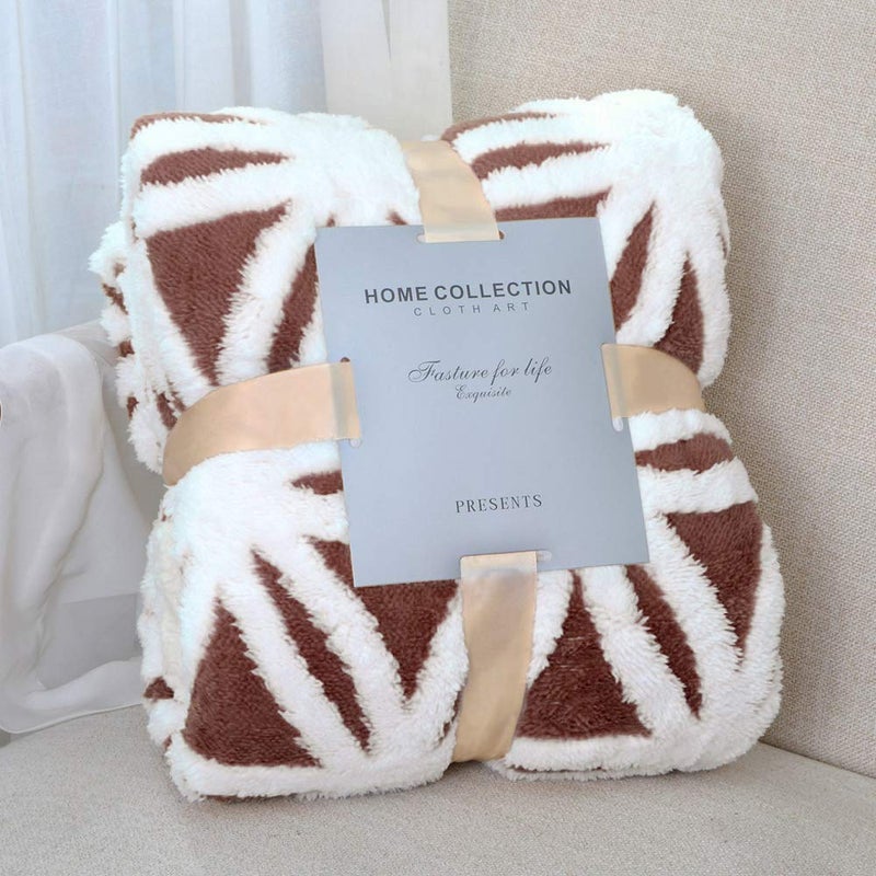 LOMAO Sherpa Fleece Blanket Fuzzy Soft Throw Blanket Dual Sided Blanket for Couch Sofa Bed (Brown, 60''x80'') - Image 1