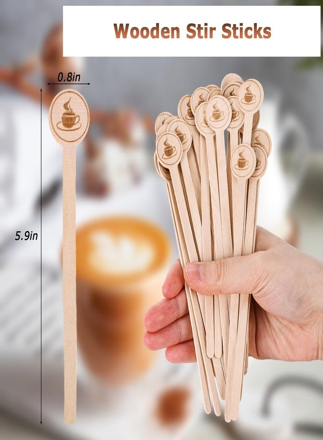 HANSGO 150PCS Coffee Stirrers, 5.9 Inch Coffee Stir Sticks with Round Ends, Cafe Grade Natural Wooden Stir Sticks, Wooden Beverage Mixer for Cocktails, Milk, Tea, Hot Cocoa - Image 2