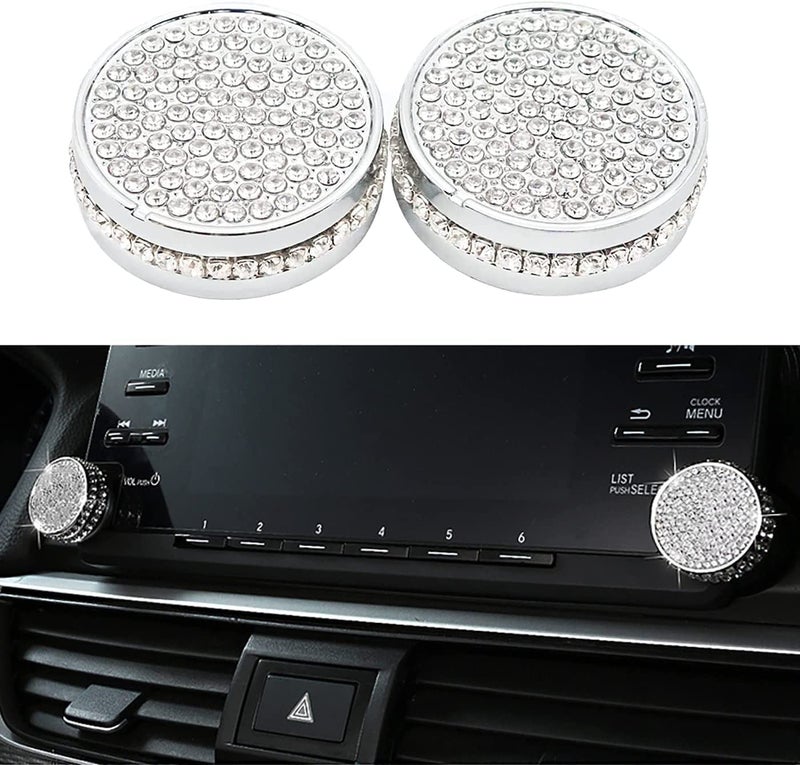 CUCHIYUN 2 pcs Bling Volume Sound Radio Switch Knob Navigation Knob Trim Cover Crystal Rhinestones Trim Compatible with Honda Accord Accessory Sport EX EXL Touring 2021 2020 2019 2018 - Image 3