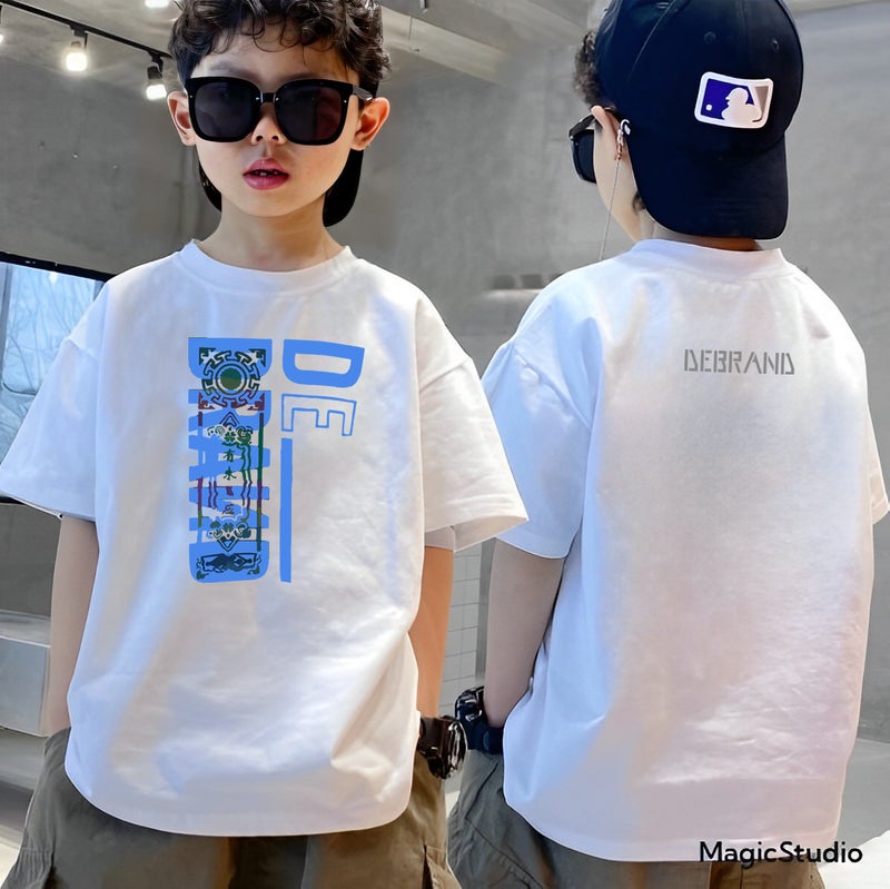 Boys' T-Shirt Short-Sleeved 2023 Mid-Large Children'S Western-Style Thin Half-Sleeved Ins Children'S Fried Street Fashionable Brand Summer Clothes - Image 2