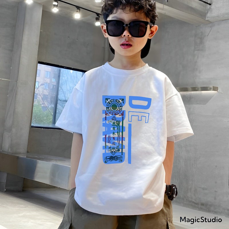 Boys' T-Shirt Short-Sleeved 2023 Mid-Large Children'S Western-Style Thin Half-Sleeved Ins Children'S Fried Street Fashionable Brand Summer Clothes - Image 3