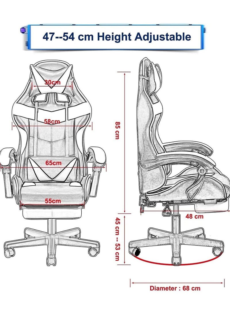 KARNAK Gaming Chair Ergonomic Executive PUBG-3D 360° Rolling Swivel Reclining Computer Chair PU Leather Adjustable Height with Headrest Pillow Cushion & Lumber Support Back, Premium Foam  - Image 4