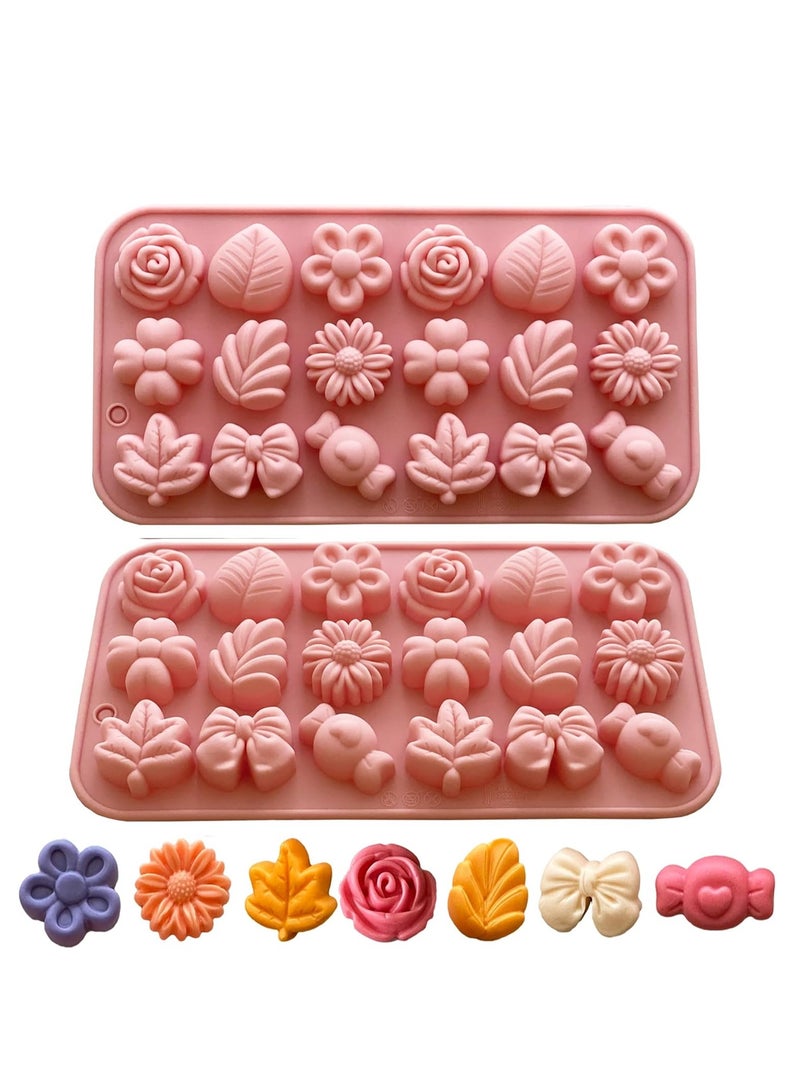 سيلكفكس الزهور الحلوى القوالب السيليكون 2PCS ديزي زهرة القوالب الشوكولاتة الزهور الزيلاب القوالب ربطة القوس ورقة جيلو القوالب العفن الجليد القوالب البودينغ القوالب الصابون القوالب الكوكيز لصنع الحلويات - Image 1