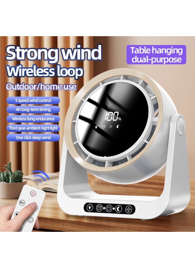 CityRiya-Long Desk Fan, Table Fan, Rechargeable Fan, Cooling Fan with Remote, Air Circulator Fan, Portable Desktop Fan for Bedroom Home Office Travel, 90°+180° Oscillating Summer Essentials Fan (F6)  - Image 3