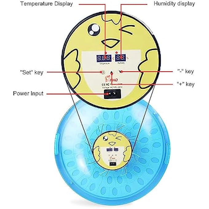 ريحني حاضنة 52 بيضة لفقس البيض منخفضة الضوضاء حاضنات أوتوماتيكية لتدوير البيض 220 فولت وتحكم في درجة الحرارة والرطوبة الرقمية - Image 3