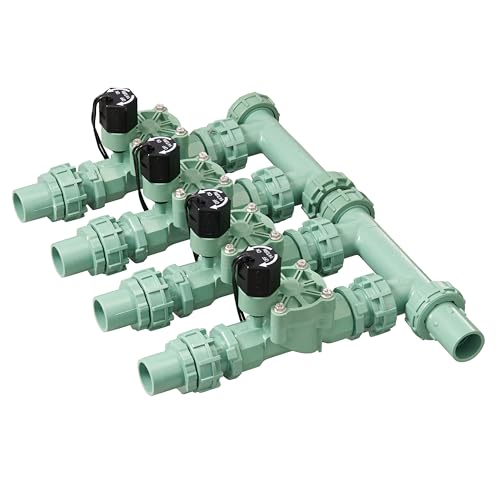 Orbit 57257 4Valve Preassembled Sprinkler Manifold Easy Install Smart Controller Compatible Works with PVC Poly Pipe Includes 4 inLine Valves - Image 1