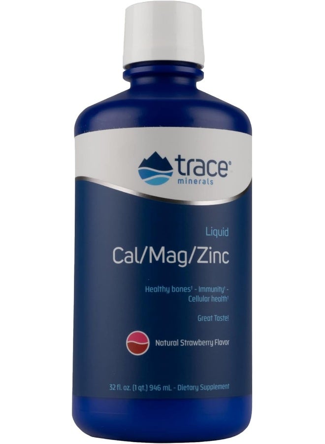 Trace Minerals Research مكمل المعادن النادرة كالسيوم/ماغنيسيوم/زنك بنكهة الفراولة 32 أونصة - Image 1