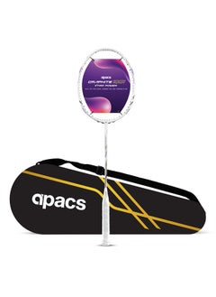 Apacs Graphite 1001 Xtra Power (36Lbs, Power Frame With 100% Japanese Graphite) Badminton Racket With Full Cover (White) 