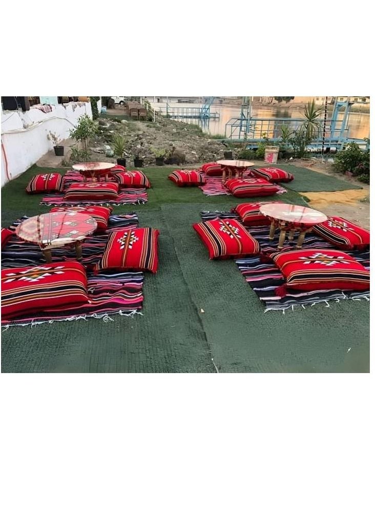 Egypt Antiques - A base or a majlis in the Arabic style, consisting of a table, 4 cushions, floor kilims, 100% handmade - Image 1