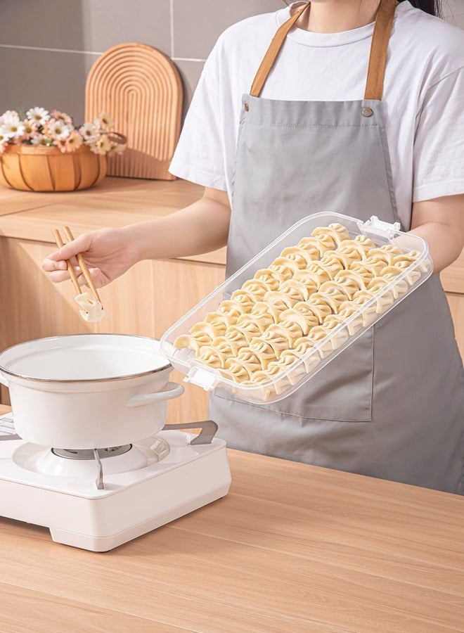 Dumpling Box 4-Layer Food Storage Container, Stackable Snack Container, With Lid, Multi-Layer Storage Airtight Large-Capacity Portable Handle Non-Stick White Four-Layer - Image 5