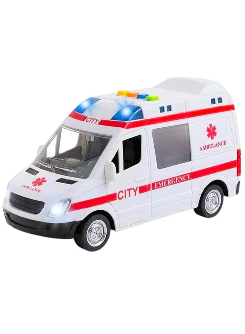 Toy Box Ambulance Toy Van with Lights & Siren Hospital Rescue Car - Friction Powered Wheels For Kids - Image 1