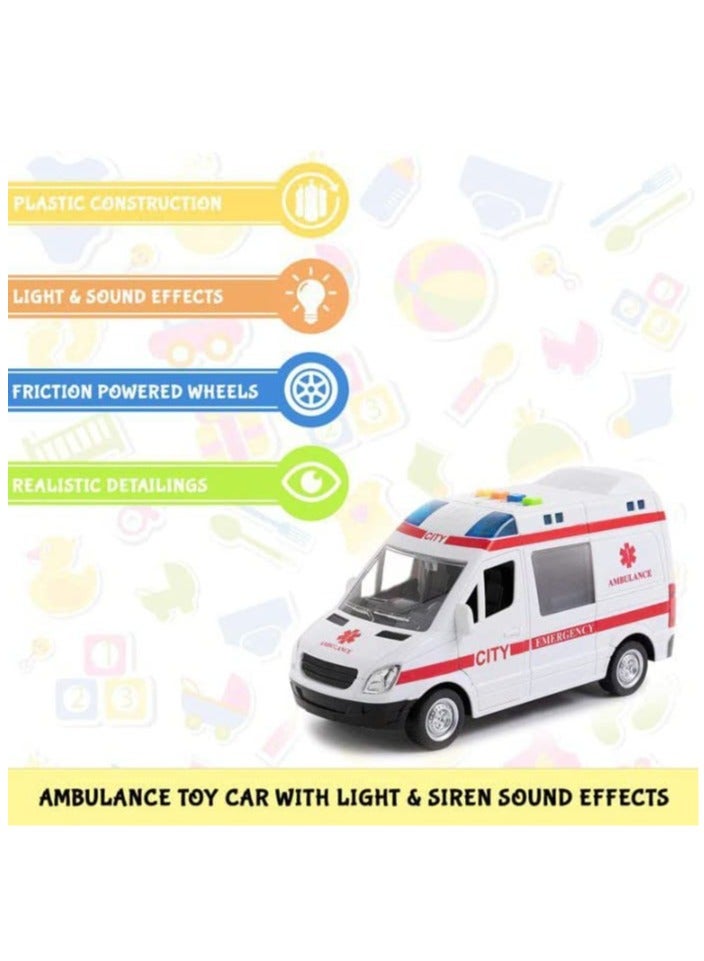 Toy Box Ambulance Toy Van with Lights & Siren Hospital Rescue Car - Friction Powered Wheels For Kids - Image 5