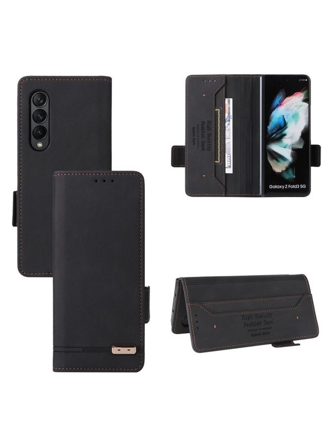 Generic Case Cover For Samsung Galaxy Z Fold 3 5G Magnetic Clasp Flip Leather Phone Case Black 