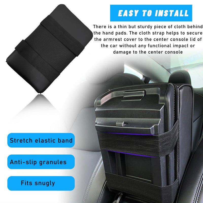 Suvnie Car Center Console Armrest Pillow, Waterproof Leather Armrest Cushion with Cup Holder & Phone Holder, Memory Foam Arm Rest Box Cover Protector with Storage Bag for Most Cars (Black) - Image 5