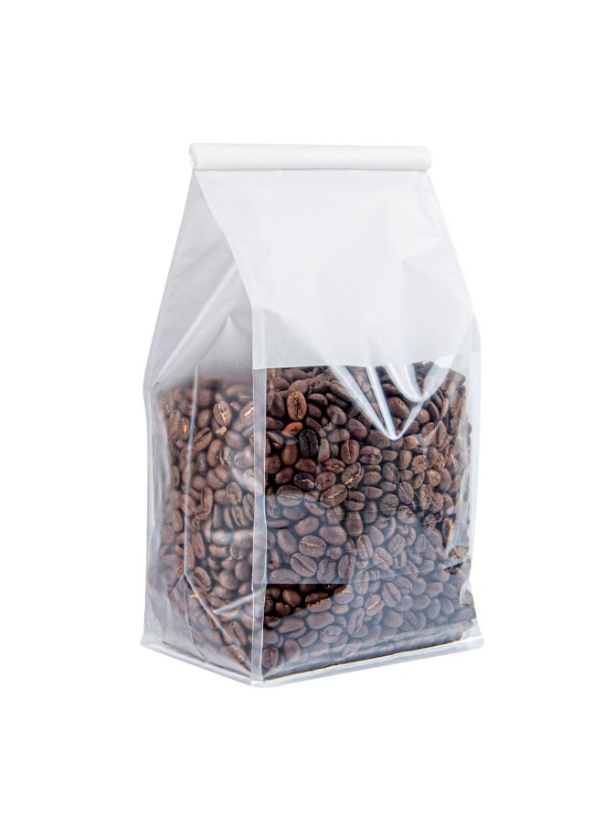 Bag Tek 5.1 x 4.1 x 11.2 Inch Tin Tie Bags With Windows, 100 Resealable Bakery Bags With Windows - Flat Bottom, For Cookies or Coffee Beans, White Cotton Paper Tin Tie Bags