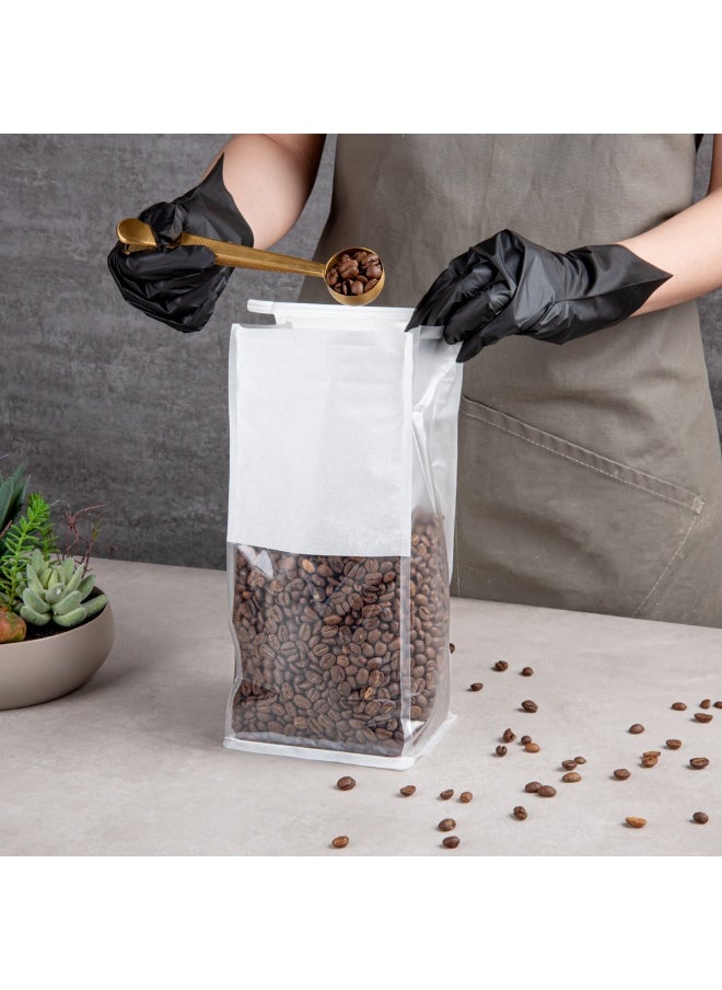 Bag Tek 5.1 x 4.1 x 11.2 Inch Tin Tie Bags With Windows, 100 Resealable Bakery Bags With Windows - Flat Bottom, For Cookies or Coffee Beans, White Cotton Paper Tin Tie Bags