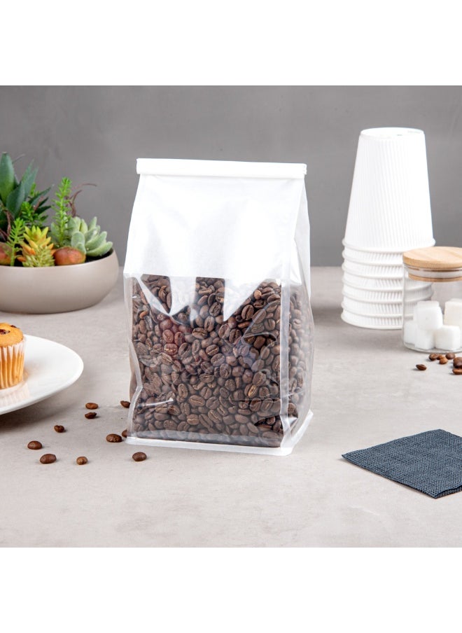 Bag Tek 5.1 x 4.1 x 11.2 Inch Tin Tie Bags With Windows, 100 Resealable Bakery Bags With Windows - Flat Bottom, For Cookies or Coffee Beans, White Cotton Paper Tin Tie Bags
