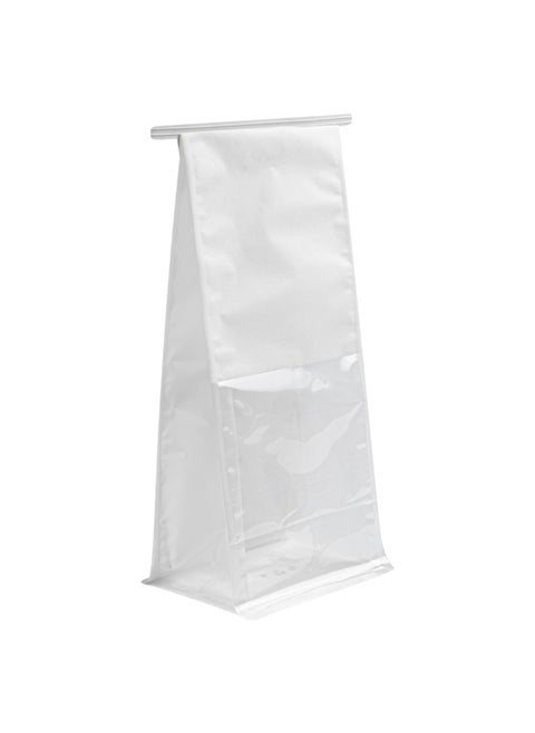 Bag Tek 5.1 x 4.1 x 11.2 Inch Tin Tie Bags With Windows, 100 Resealable Bakery Bags With Windows - Flat Bottom, For Cookies or Coffee Beans, White Cotton Paper Tin Tie Bags
