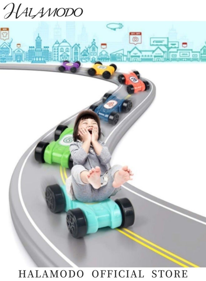 HALAMODO Toddler Car Track Toys with Car Ramps & 6 Wood Race Car & 1 Parking Garage Wooden Car Ramp Toddler Toys for 1 2 Year Old Boy  - Image 5