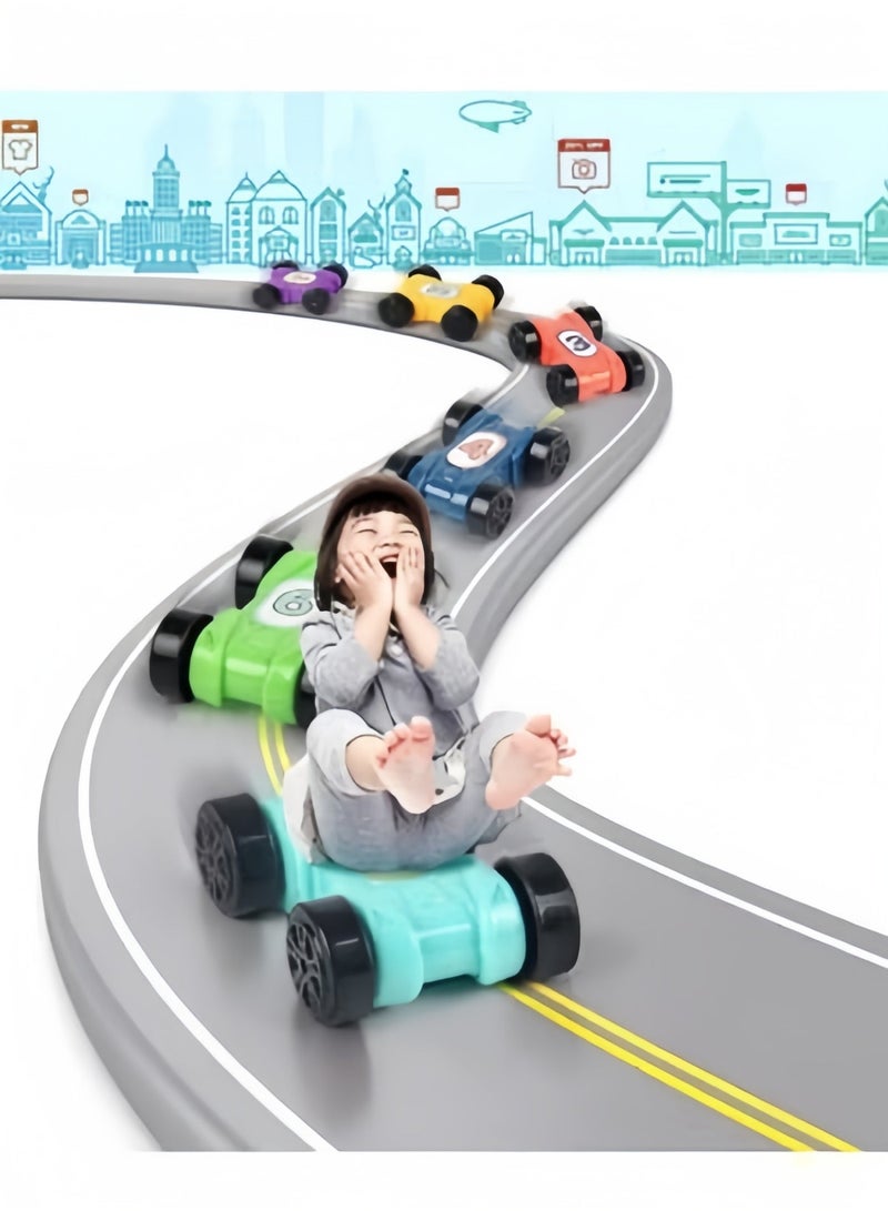 Toddler Car Track Toys with Car Ramps & 6 Wood Race Car & 1 Parking Garage Wooden Car Ramp Toddler Toys for 1 2 Year Old Boy - Image 3