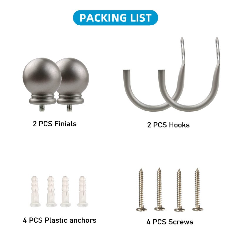 Kowibcl Curtain Holdbacks  Curtain Hooks For Drapes With Screws Wall Mounted  Decorative Drapery Holdbacks For Bedroom Livingroom Office  Satin Nickel Ball Finials Curtain Tiebacks (2Pcs) - Image 3