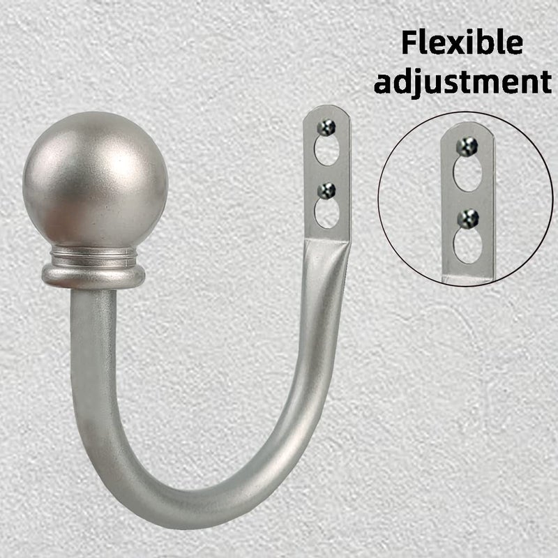 Kowibcl Curtain Holdbacks  Curtain Hooks For Drapes With Screws Wall Mounted  Decorative Drapery Holdbacks For Bedroom Livingroom Office  Satin Nickel Ball Finials Curtain Tiebacks (2Pcs) - Image 5