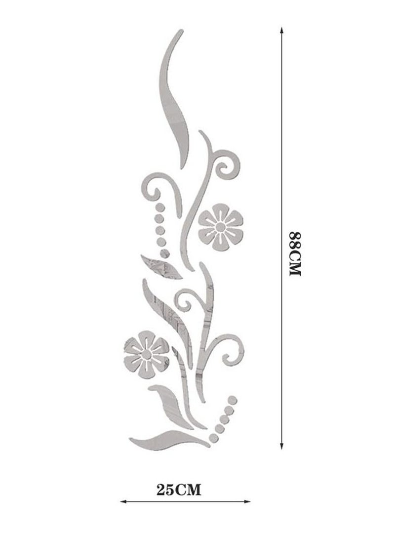 كابتن تيك 3D Flower Mirror Wall Decoration, Petal Crystal Mirror Stereoscopic Wall Sticker for Bedroom Living Room Sofa Tv Wall Background, Removable Acrylic Art Mural for Home Decoration, Silver KSA | Riyadh, - Image 4