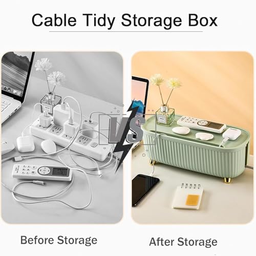 Soko Cable Management Box with Mobile Stand | Cords Hider & Surge Protector | Concealer for Power Strips, Router, Gadget Wires Storage Organizer Tray for Desk, Table - Home, Office (WireHide) - Green - Image 3