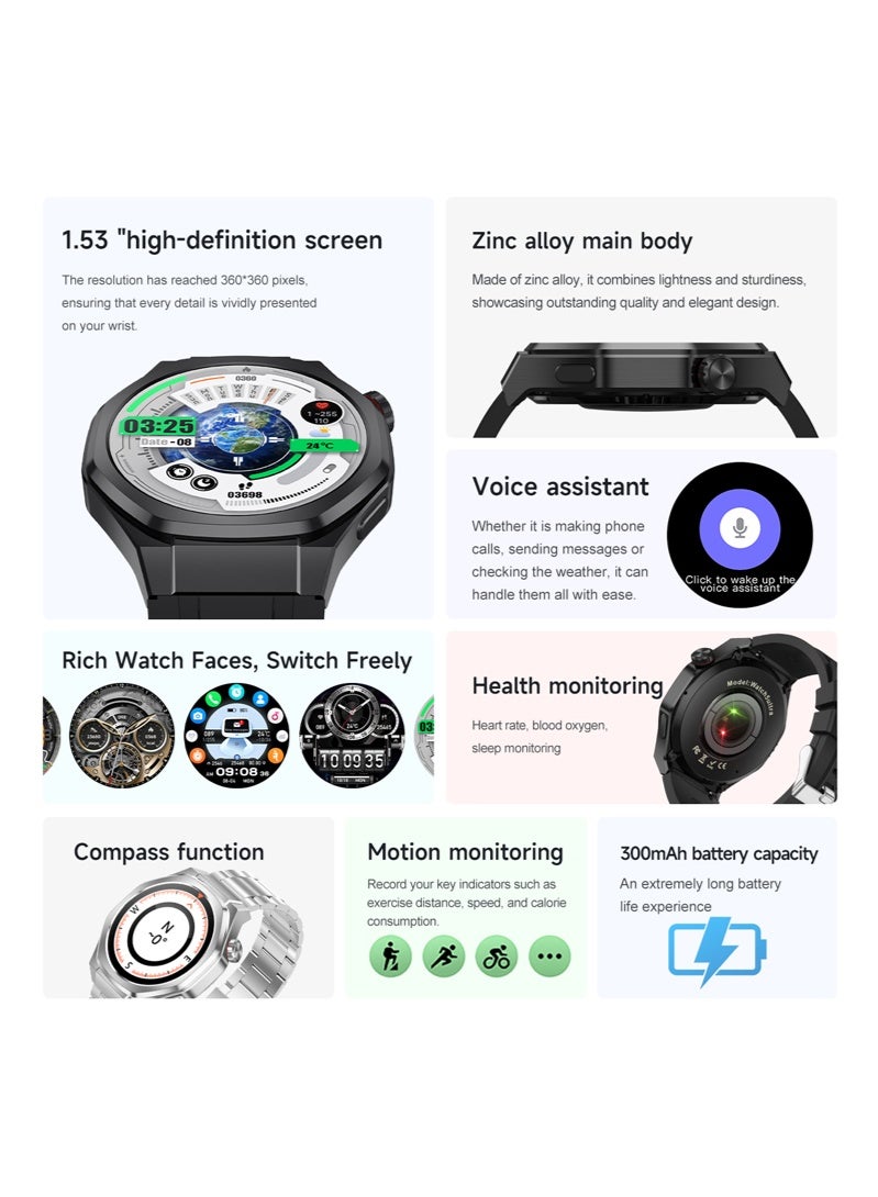RollsTimi  Men's Fashion Smart Watch, Bluetooth Call, 1.53" High-definition Touch Screen, Multi-dimensional Health Monitoring, Sports Mode, IP67 Waterproof, Long-lasting Battery Life - Image 2