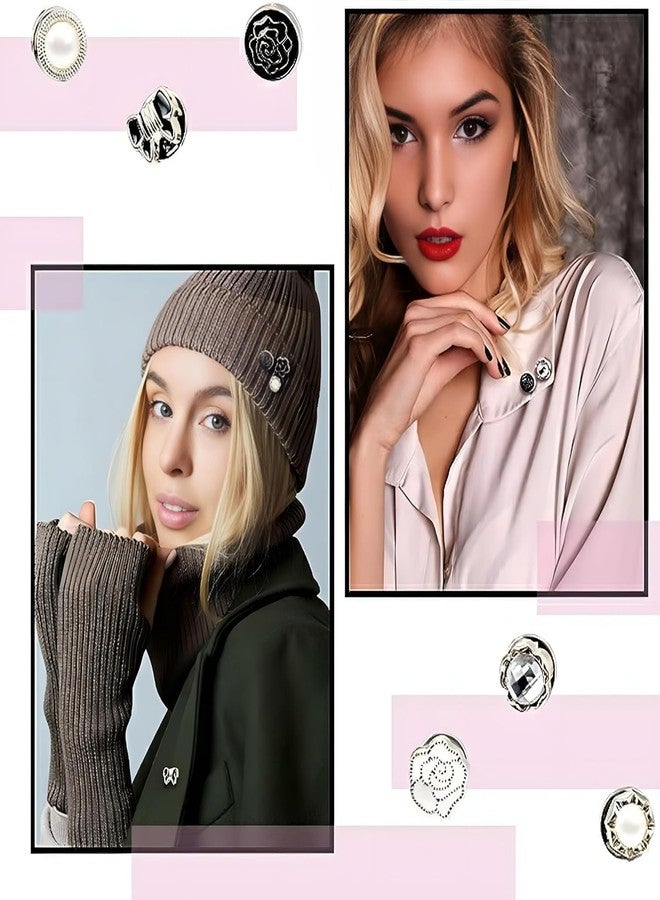 MINTOX 20Pcs Women Shirt Brooch Buttons Pearl No Sew Button Pins Instant Button Jeans Button Pins Women Shirt Safety Brooch (BROOCH BUTTON_PK_E) - Image 3