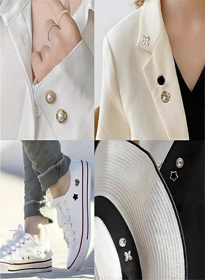 MINTOX 20Pcs Women Shirt Brooch Buttons Pearl No Sew Button Pins Instant Button Jeans Button Pins Women Shirt Safety Brooch (BROOCH BUTTON_PK_E) - Image 5