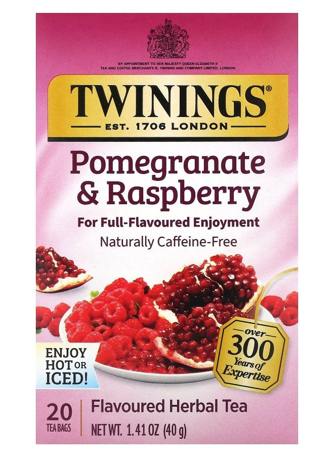 Twinings Flavored Herbal Tea Pomegranate & Raspberry Caffeine Free 20 Tea Bags 1.41 oz (40 g) 