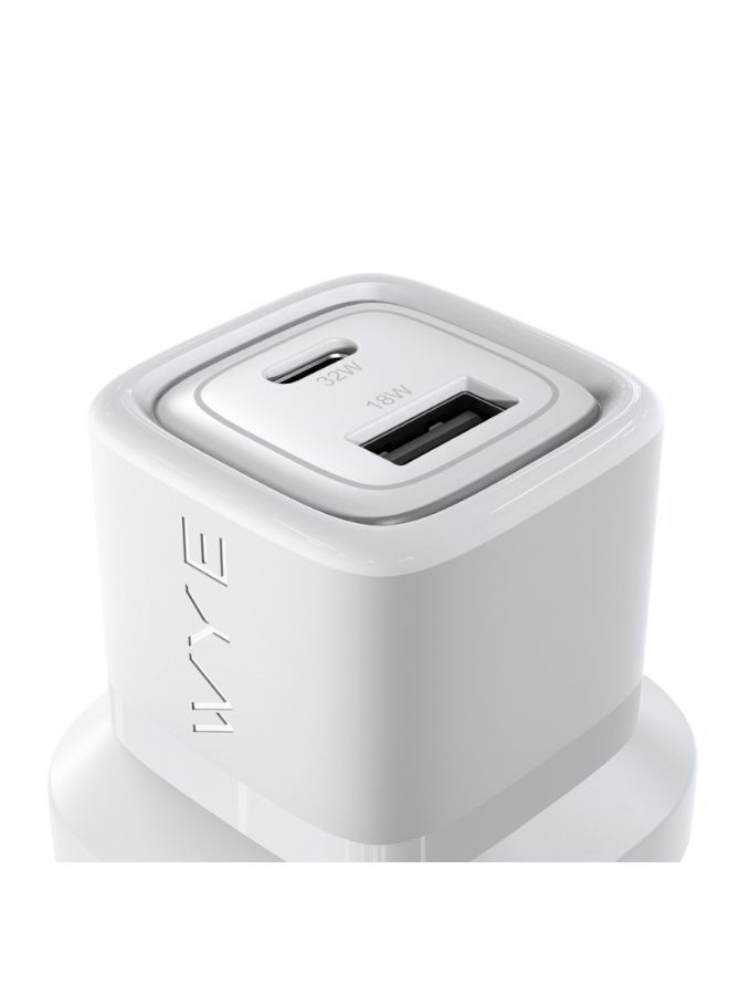 واي شاحن سريع ثنائي المنافذ بقدرة 32 واط | محول طاقة USB-C و USB-A | تقنية GaN | شاحن جداري صغير الحجم | متوافق مع الهواتف الذكية والأجهزة اللوحية - Image 5