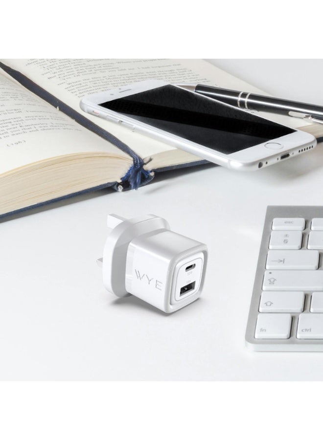 واي شاحن سريع ثنائي المنافذ بقدرة 32 واط | محول طاقة USB-C و USB-A | تقنية GaN | شاحن جداري صغير الحجم | متوافق مع الهواتف الذكية والأجهزة اللوحية - Image 4