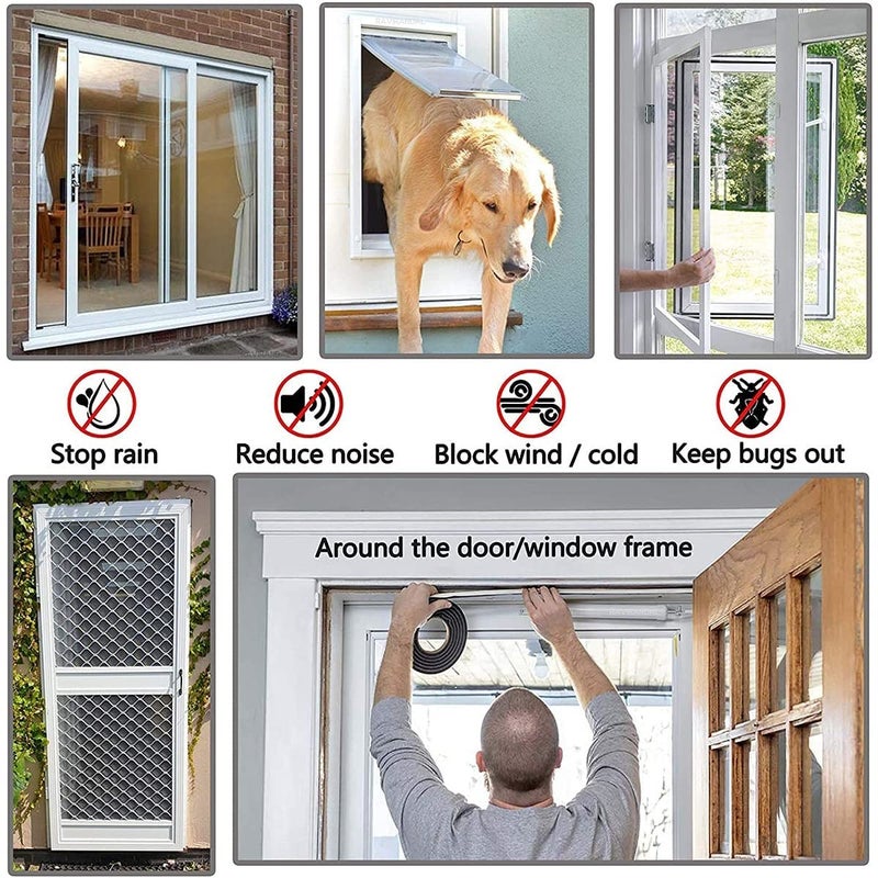 RAVIRANDAL RAVIRANDAL 10 Meters Soundproof Window Sealing Strips Windproof Dustproof Door Window Frame Seal Self Adhesive Brush Strip Sliding Window Seal Window Door Seal Sliding Door Seal Strip Grey  - Image 3