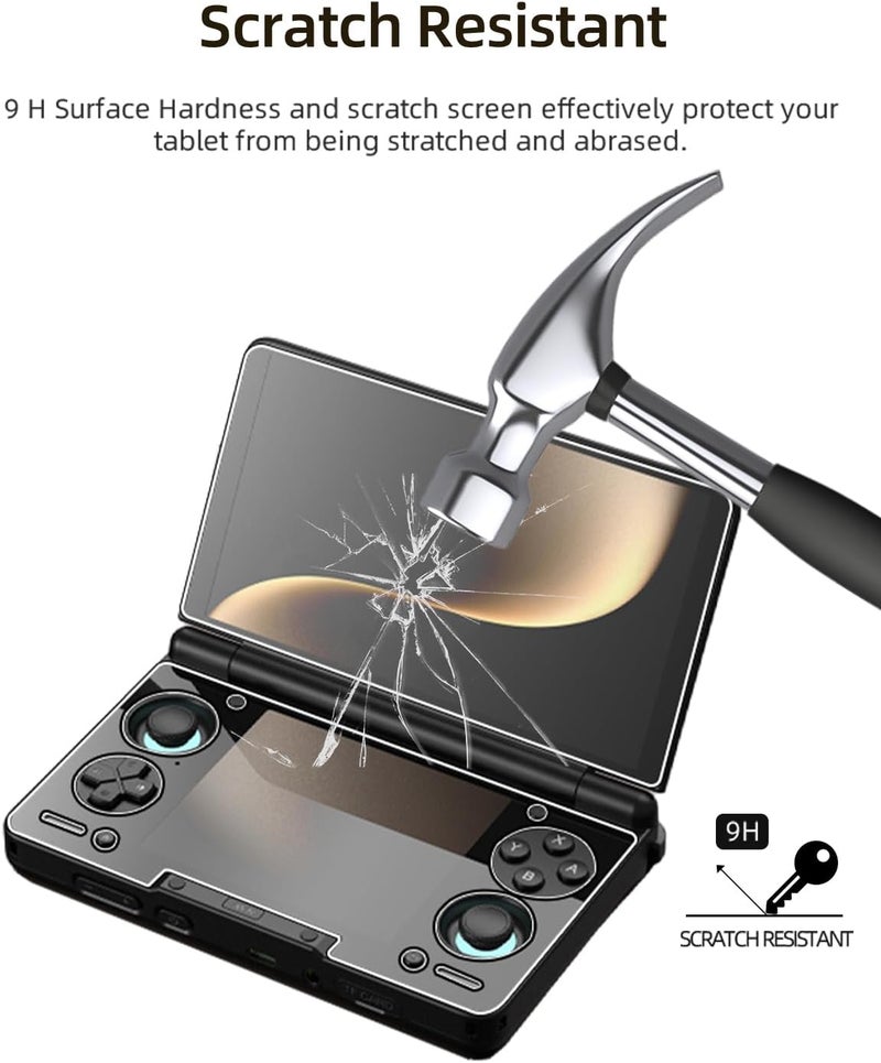 WUNIAK Screen Protector for AYN THOR Dual-Screen Handheld, 1 SET Tempered Glass Film for THOR Gaming Console (Upper Screen + Lower Screen), Anti-Scratch HD Clear High Touch Sensitivity - Image 3