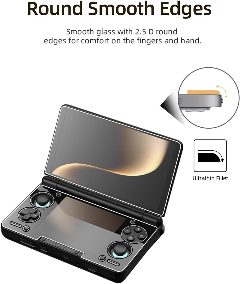 WUNIAK Screen Protector for AYN THOR Dual-Screen Handheld, 1 SET Tempered Glass Film for THOR Gaming Console (Upper Screen + Lower Screen), Anti-Scratch HD Clear High Touch Sensitivity - Image 4