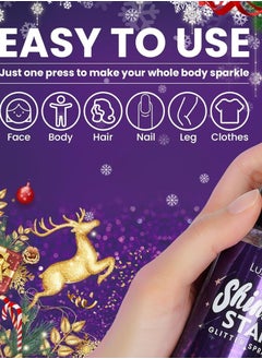 Luxfume 100ml Shiny Star Glitter Spray Glitter spray for Hair Face Body Purple Body Glitter Spray Waterproof Quick Drying Glitter Spray No Clogged Nozzles Long Lasting Body Shiny Glitter Spray  - Image 3