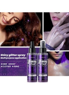 Luxfume 100ml Shiny Star Glitter Spray Glitter spray for Hair Face Body Purple Body Glitter Spray Waterproof Quick Drying Glitter Spray No Clogged Nozzles Long Lasting Body Shiny Glitter Spray  - Image 4