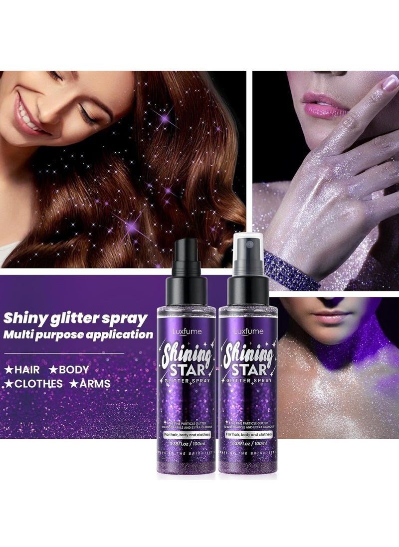 Luxfume 100ml Shiny Star Glitter Spray Glitter spray for Hair Face Body Purple Body Glitter Spray Waterproof Quick Drying Glitter Spray No Clogged Nozzles Long Lasting Body Shiny Glitter Spray  - Image 4