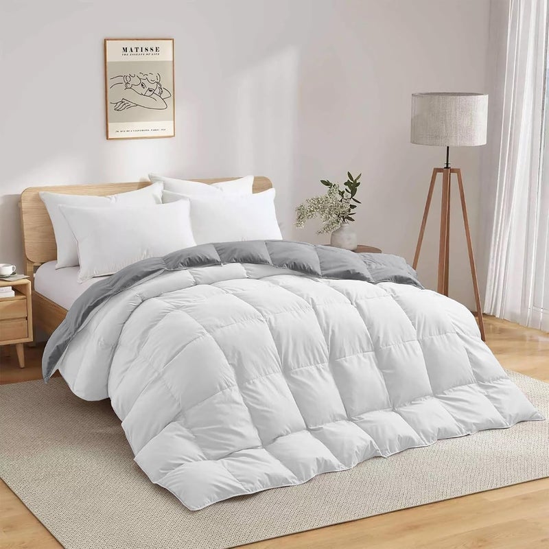 BEDDY FUSION Heavy Winter 600 GSM Comforter King Size 90X106 600 GSM Microfiber Super Soft Fluffy for Winter ComforterRajaiDuvetBlanket King Size WhiteSilver Grey Color - Image 3