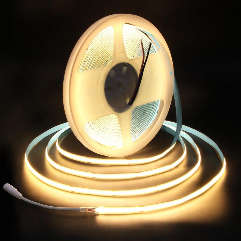 ALITOVE 24V COB LED Strip 10m Warm White 3000K Self-Adhesive Light - Image 1