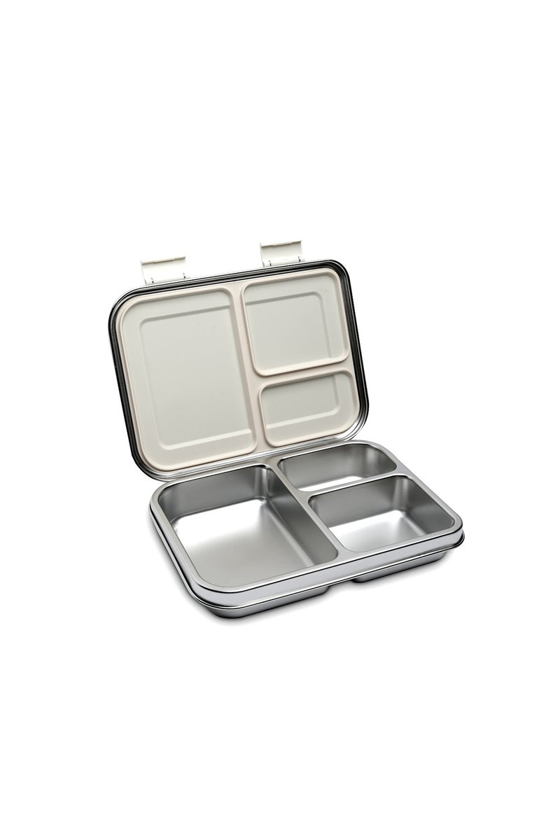 Bamboo Bark Stainless Steel Bento Lunch Box with Lid, 1030ml Leakproof Metal Stackable Snack Box, and 3 Multi-Compartment Divided Meal Prep Food Storage Containers for School, Travel and Work – (Butterfly Print) - Image 2