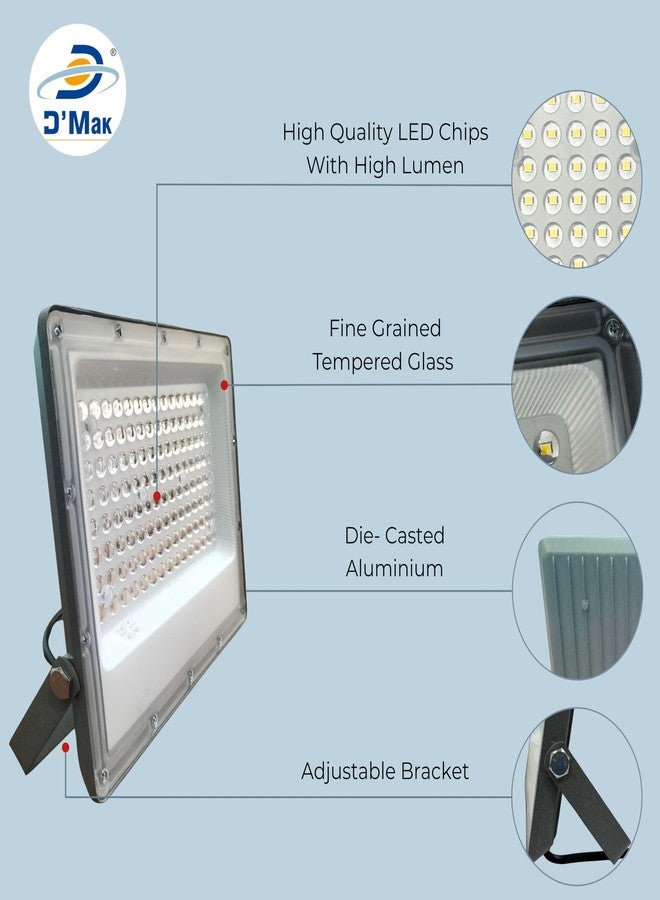 D'Mak DMAK 100Watt DOB LED Flood Light, Cool White, Waterproof Outdoor Light for Home, Garden, Warehouse, Energy Efficient, Pack of 1 (1, 100 Watt) - Image 3