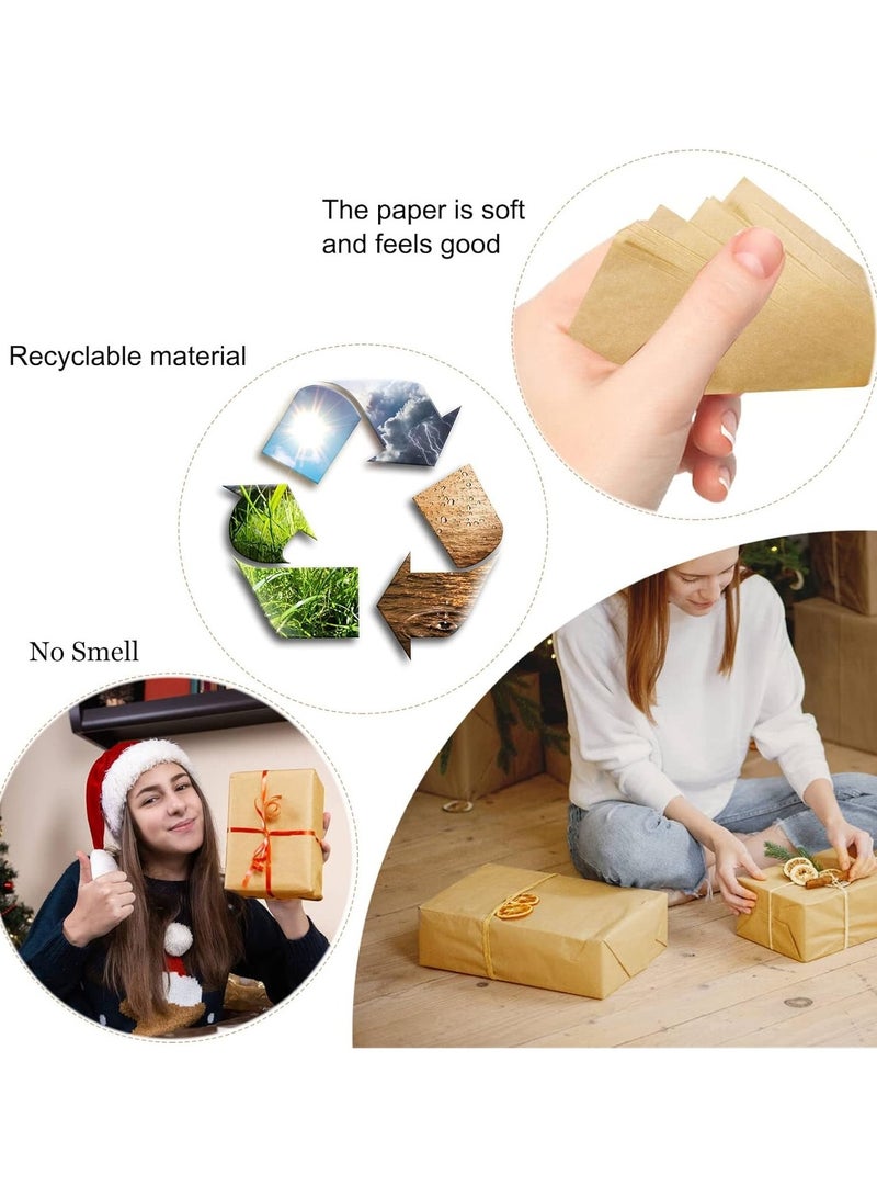 20-Piece Brown Kraft Gift Wrapping Paper – 50x70cm Tissue Paper for DIY Crafts, Birthday, Wedding, Holiday & Rustic Art Projects - Image 2