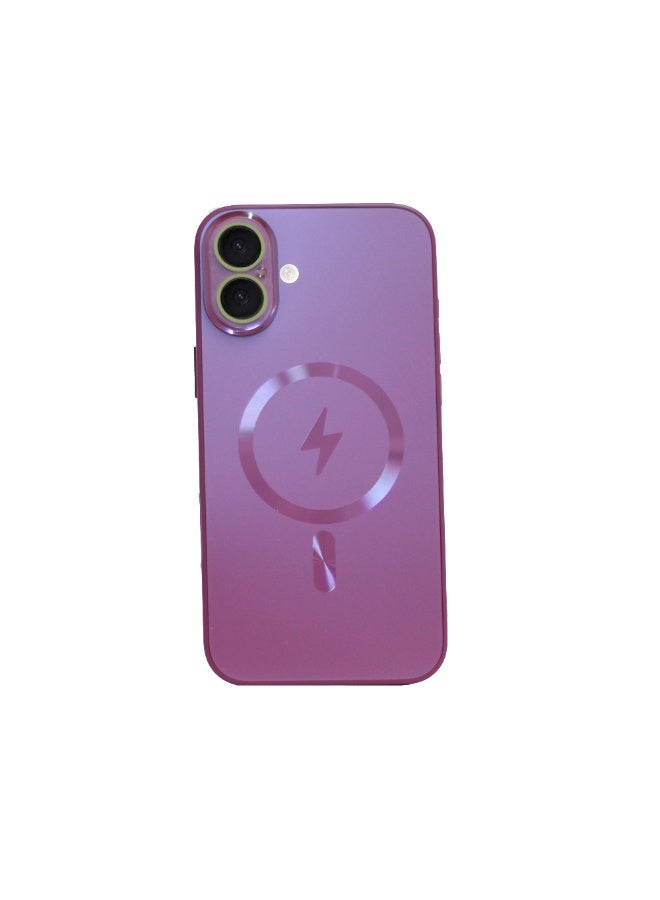 Compatible with Magnetic for iPhone 16 Plus Case, Built-in Camera Lens Protector, Compatible with MagSafe, Slim AG Matte Phone Case [Military-Grade Protection] Silicone Cover, Plum