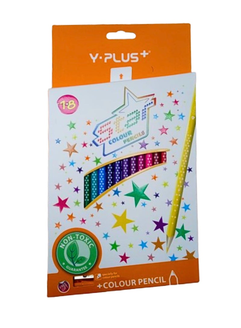 YPlus عبوة أقلام ملونة خشبية مكونة من 18 قطعة - Image 1