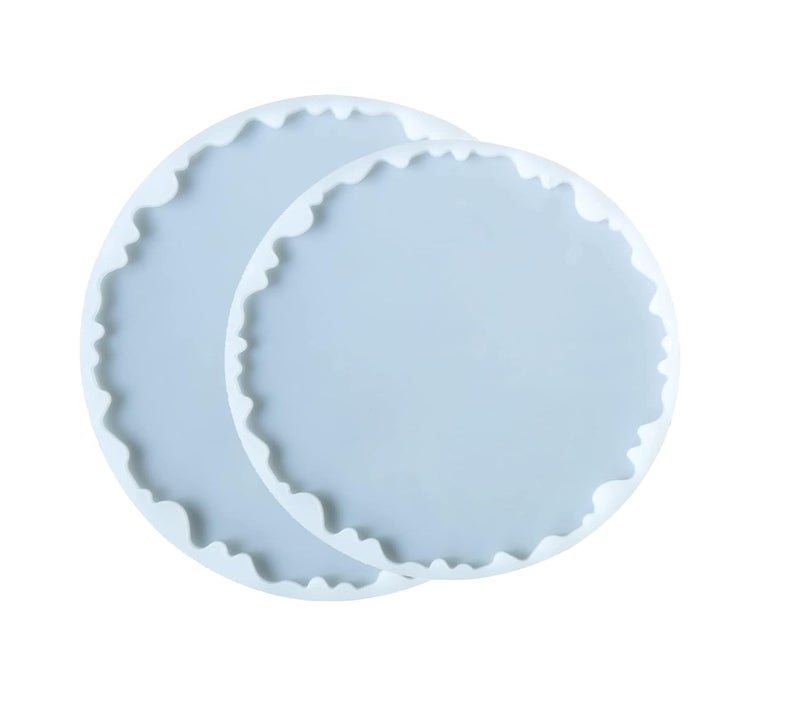 Snoogg ® Combo Pack of 2 (6 Inch & 8 Inch) Round Geode Agate Tray Molds, Heavy-Duty Uneven Design for Epoxy Resin Casting, DIY Serving Trays, and Home Decor - Professional Grade Silicone - Image 1