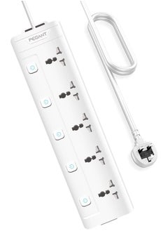 PEGANT 5 Way 3M Power Extension Cord, 5 Universal Outlets, UK Plug, 3M Cable, 2500W  - Image 1